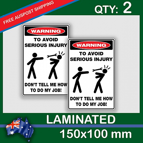 Tool box warning, QTY 2, DECAL STICKER (LAMINATED) Die Cut for Car ,Ute, Caravan, 4x4